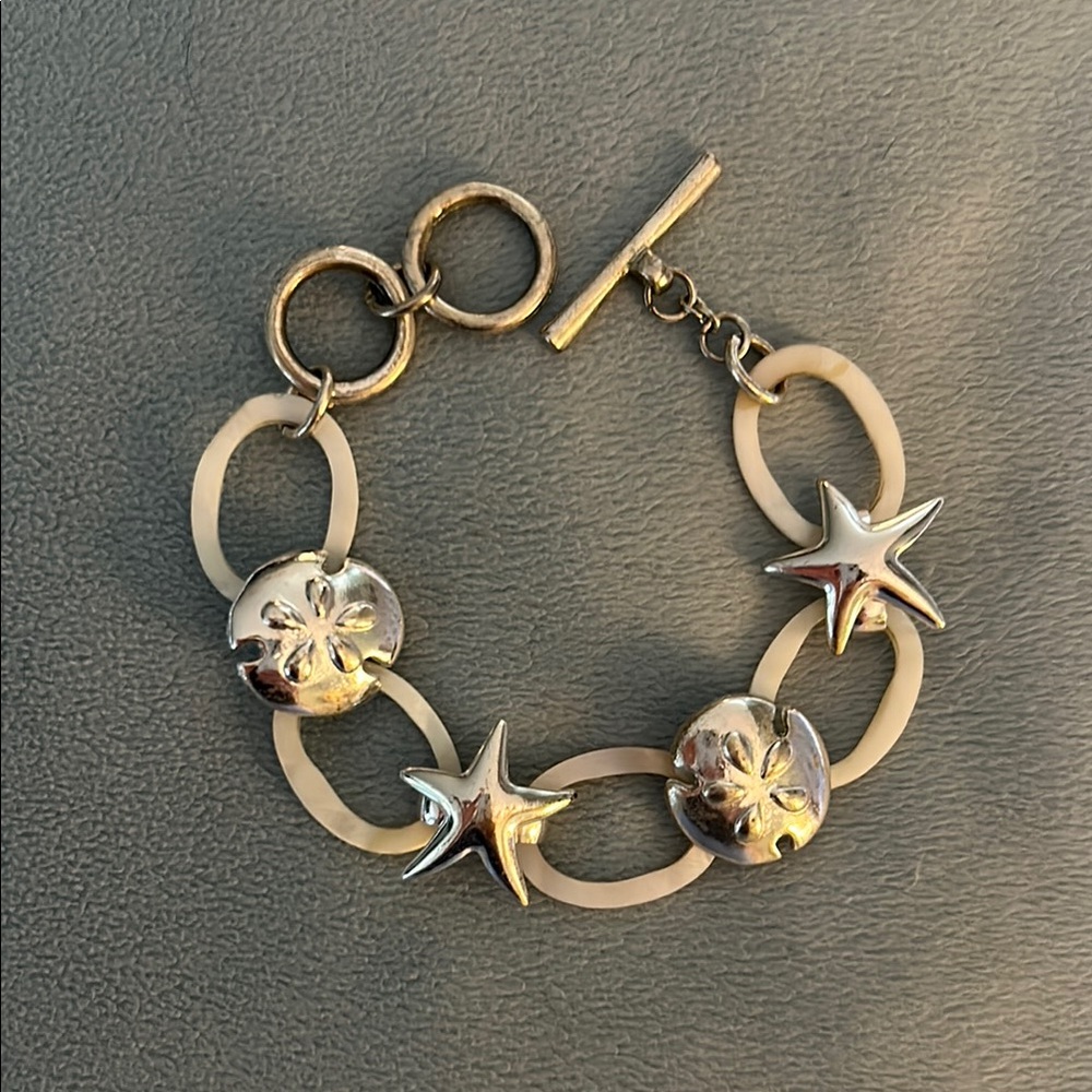 Silver and Cream Starfish Bracelet